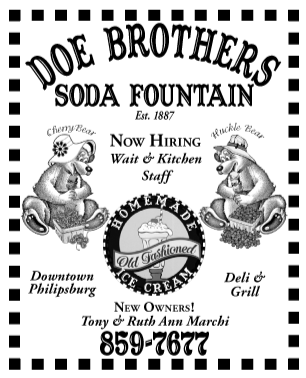 May 18, 2006 Doe Brothers Old&ndash;Fashioned Soda Fountain
									<br>
									Page xx
									&nbsp;&nbsp;&diams;&nbsp;&nbsp;
									4"W x 5"H<br>
									30# Newsprint