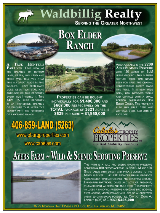 September 2005 Montana Land Magazine
									<br>
									Page 08
									&nbsp;&nbsp;&diams;&nbsp;&nbsp;
									7&frac14;"W x 9&frac34;"H<br>
									100# Coated Text Stock