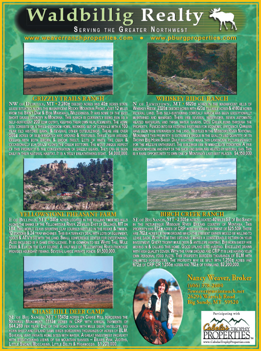 August 2007 Montana Land Magazine
									<br>
									Page 07
									&nbsp;&nbsp;&diams;&nbsp;&nbsp;
									7&frac14;"W x 9&frac34;"H<br>
									100# Coated Text Stock