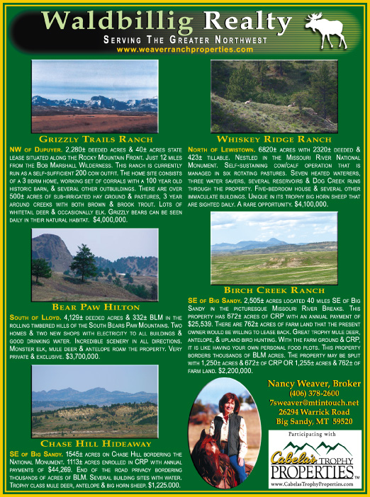 October 2007 Montana Land Magazine
									<br>
									Page 07
									&nbsp;&nbsp;&diams;&nbsp;&nbsp;
									7&frac14;"W x 9&frac34;"H<br>
									100# Coated Text Stock